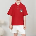 thumbnail image 2 of Short Sleeve Polo Shirts Toddler Boys Cute Cartoon Print T-Shirt School Uniform Soft Comfortable Cotton Pullover Tops Summer Clothes Z03-Red 5-6 Years, 2 of 5