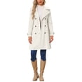 thumbnail image 2 of Women's Faux Suede Trench Coat Jacket Classic 2026 Fall Winter Double Breasted Overcoat XS Beige, 2 of 6