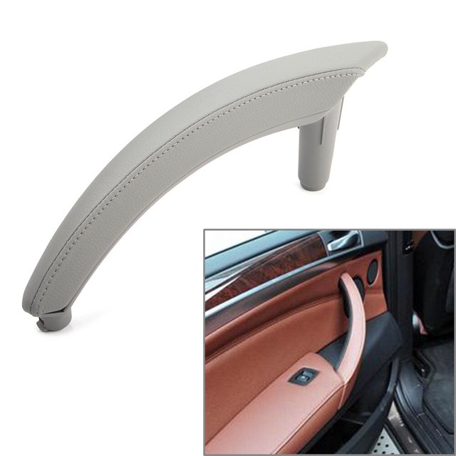 Interior Left Door Panel Pull Handle Trim Cover Leather Gray for BMW X5 X6 E70
