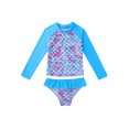 thumbnail image 3 of MSemis Girls Mermaid Swimsuit 2-Pieces Rash Guard Sets Bathing Suit, Size 3T-16 Blue 4, 3 of 5