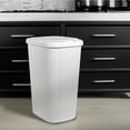 Hefty 13.3 Gallon Trash Can, Plastic Touch Top Kitchen Trash Can, White