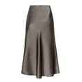 thumbnail image 1 of Falda para Mujer, de Satén de Seda, Elástica, de Cintura Alta, Estilo Informal, de Guepardo. Gris XL, 1 of 7
