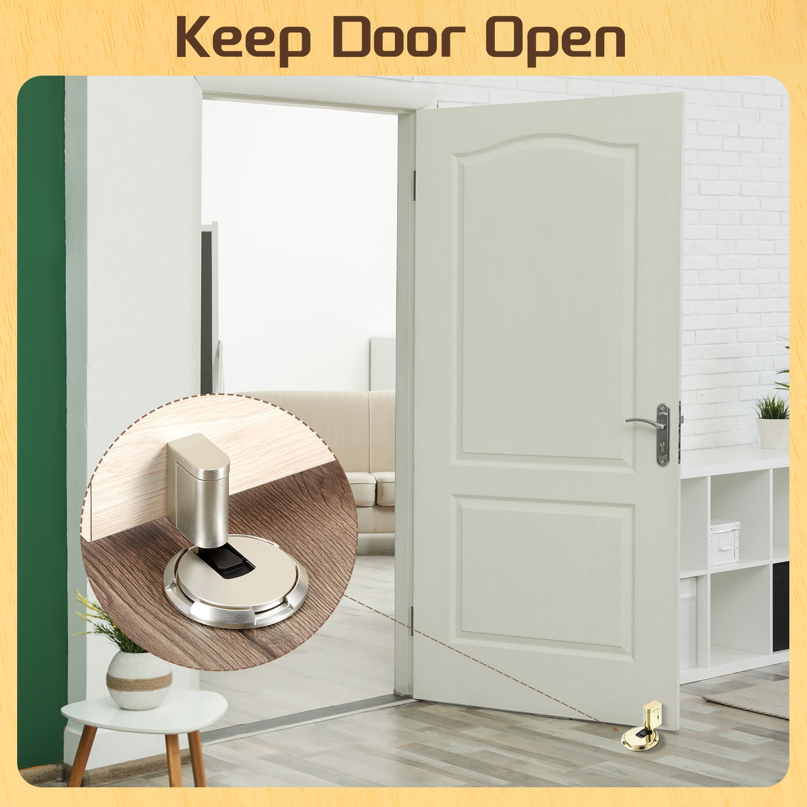 4Pcs Magnetic Door Stopper, Silent Magnetic Floor Door Stop with Adhesive, Brushed