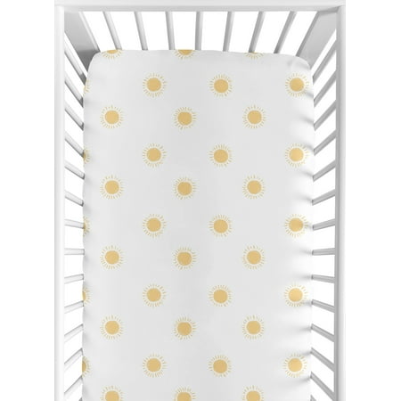 UPC: 0846480096931 | Boho Sun White and Mustard Fitted Crib Sheet Boy or Girl by Sweet Jojo Designs