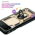 thumbnail image 4 of Compatible with Samsung Galaxy Z Flip 3 Case Built-in 360 Ring Holder Kickstand, Extreme Protection Military Armor Magnetic Car Dual Layer Protective Heavy Duty Phone Cover,Gold, 4 of 8