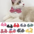 thumbnail image 3 of Collar para mascotas, collar de seguridad para cachorros, gatos y gatitos, correa para el cuello con hebilla ajustable y decoración de lazo de algodón Tela escocesa doble, 3 of 8