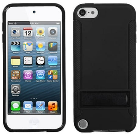 Apple iPod touch 5 MyBat Gummy Skin Cover with Stand, Solid Black/Solid