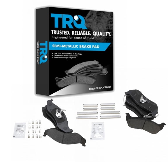 TRQ Front & Rear Semi-Metallic Disc Brake Pad Kit for 2003-2006 Jeep Wrangler BFA20244