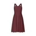 thumbnail image 4 of Ayolanni Cute Dresses for Women Halter Red Cotton Linen Solid Sleeveless Midi Dresses Party Dresses for Teens 2x, 4 of 8