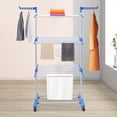 thumbnail image 2 of Miumaeov 67.72" Folding Dryer Hanger with Casters, 3-Layer Portable Stand Towel Rack Clothes Drying Rack for Outdoor or Indoor (Blue), 2 of 9