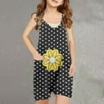 thumbnail image 2 of Odeerbi 5-13 Years Kids Girls Summer Jumpsuit Dots Flower Print Camisole Romper Casual Breathable Comfortable Suspender Overalls Bib Overall Shorts with Pockets, 2 of 5
