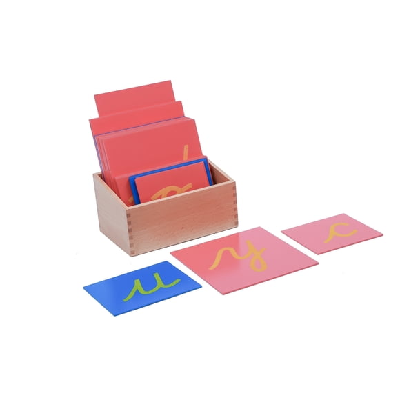 Adena Montessori Lettres en Papier de Verre Bascule - Cursif - Sans Boîte Lettres en Bois Cursif pour Apprentissage des Langues des Enfants