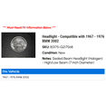 thumbnail image 2 of Headlight - Compatible with 1967 - 1976 BMW 2002 1968 1969 1970 1971 1972 1973 1974 1975, 2 of 2