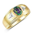 thumbnail image 3 of RYLOS Men's Rings 14K Yellow Gold Classic 8X6MM Oval Gemstone &  Diamond Ring Alexandrite June Birthstone Rings For Man Gold Rings Size 10, 3 of 7