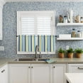 thumbnail image 3 of Window Tier Curtains 24 Inches Long Set of 2 Panels, Blue Yellow Striped Half Windows Rod Pocket Kitchen Curtains Farmhouse Navy Blue Ombre Stripes Small Kitchen Drapes for Bathroom Cafe 54x24, 3 of 5