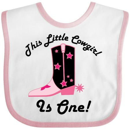Inktastic 1st Birthday Cowgirl Is One Baby Bib Babys First Year Old 1 Turning Boot Cute Gift For Idea Pink Clothing Infant
