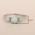 thumbnail image 5 of 0.60 Ctw Round Shape Larimar Gemstone 925 Sterling Silver Three Stone Women Promise Ring, 5 of 7