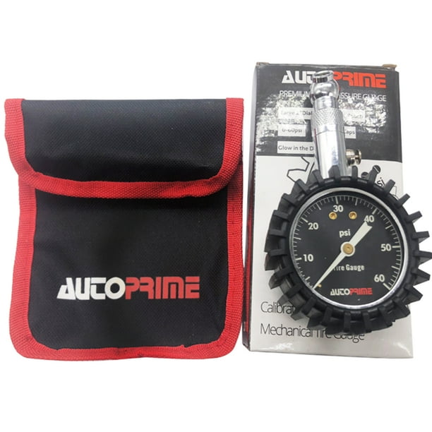 Tire Pressure Gauge 60Psi,Easy Read Glow Dial in The Dark, Professional Mechanical Tire Gauge