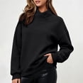 thumbnail image 2 of HNMKIU Women's Solid Cross Wrap Neck Sweatshirt Long Sleeve Oversized Relaxed Pullover Basic Casual Loungewear Tops for Fall Winter Daily Wear Black,S, 2 of 4