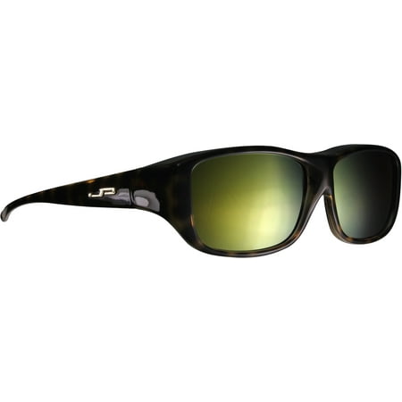 Steel Polarized Gray Mirror - Quamby Cheetah - Polycarbonate Polarized Gray with Gold Mirror Lens Coating Designed to Be Worn Over Large Frames