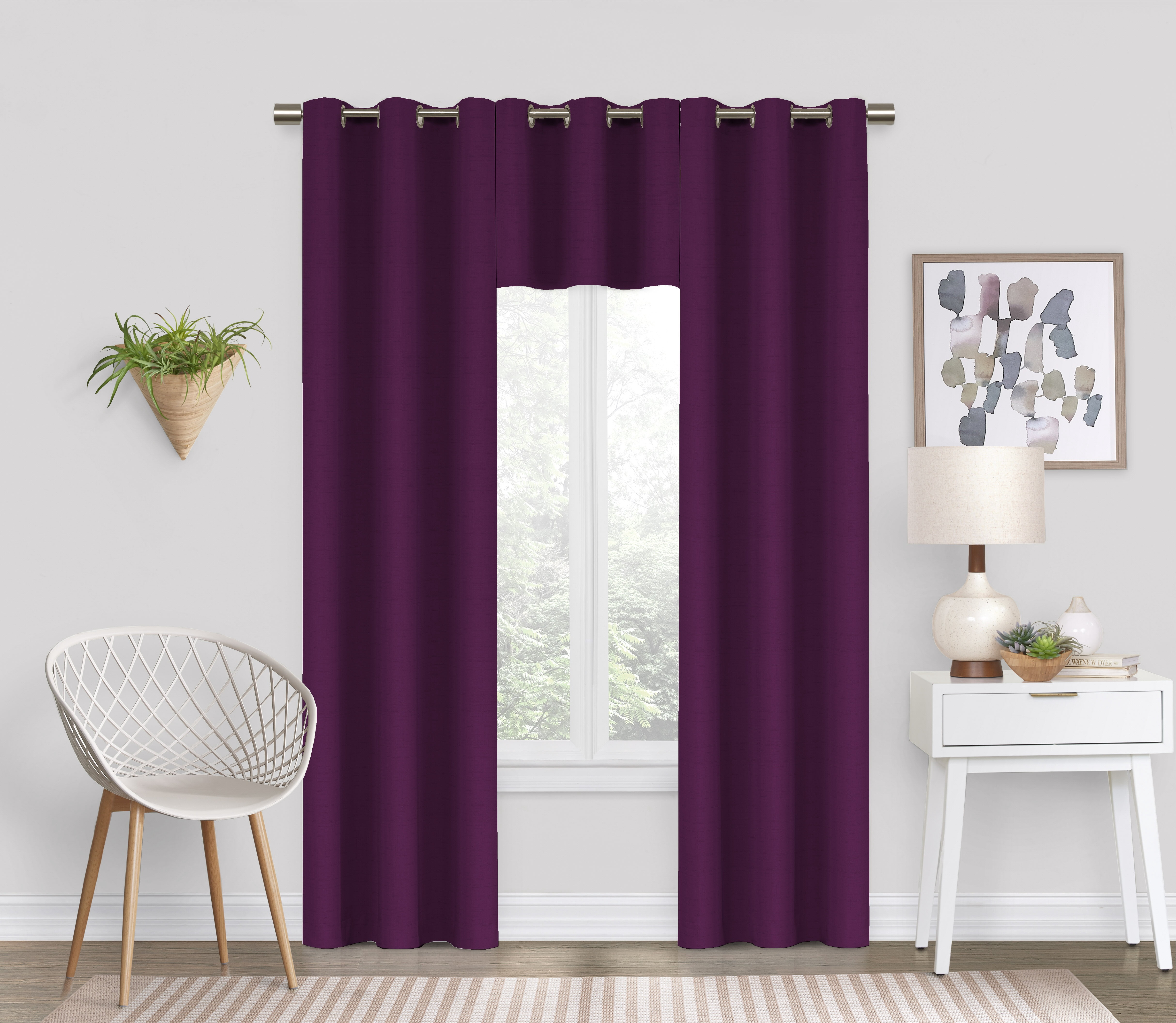 Eclipse Dayton Solid Purple Blackout Grommet Single Curtain Panel, 42" x 84"