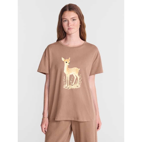 No Boundaries Sleep Oversized Cotton Graphic Tee, Women’s and Women's Plus XXS-3X