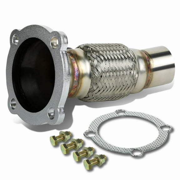 DNA Motoring FXP-VWJETTA00 Volkswagen Jetta/Golf/Beetle 2" 4-Bolt Exhaust Catalytic Converter Repair Flex Pipe - 4th Gen Bora A4 Typ 1J