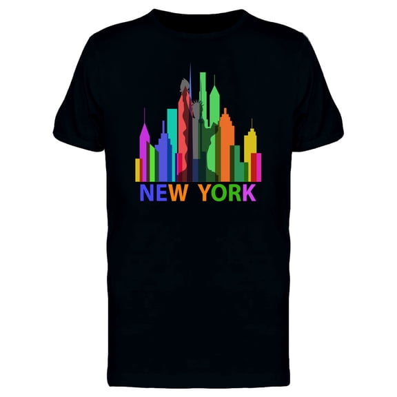New York Rainbow Buildings T-Shirt Men -Image by Shutterstock, Male Medium