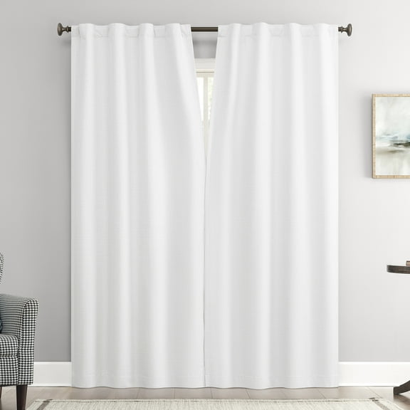 Sun Zero Vance 2-Piece Magnetic Closure 100% Blackout Back Tab Curtain Panel Pair, 37"x84", White
