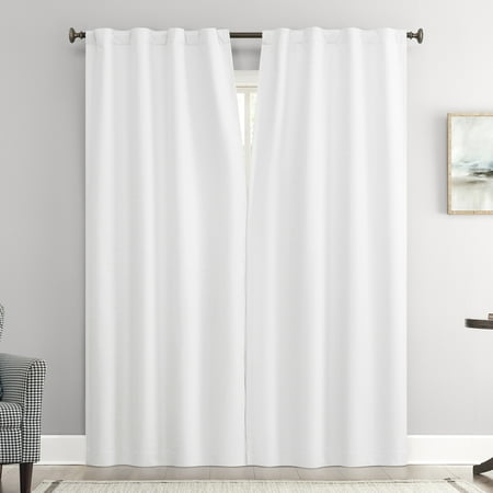 sun zero vance 2-piece magnetic closure 100% blackout back tab curtain panel pair 37 x63 white