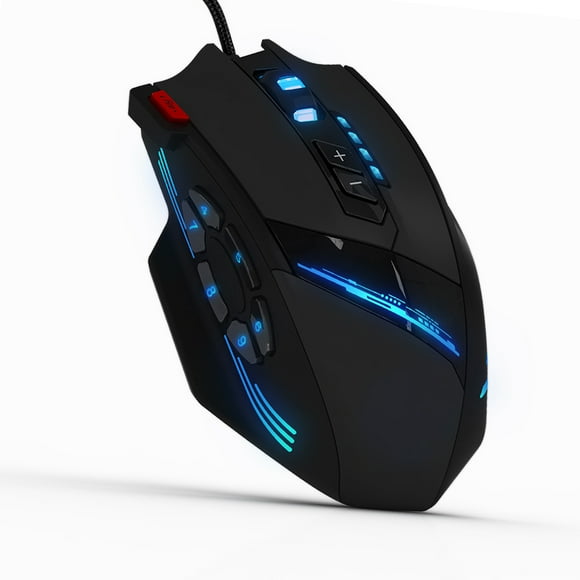ZELOTES C-12 Câblé USB Optique de Jeu 12 Boutons Programmables Souris de Jeu d'Ordinateur 4 Réglable DPI 7 Lumières LED pour les Joueurs de Jeu