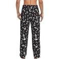 thumbnail image 3 of Uemuo Anchors Pattern Men's Wide Leg Palazzo Lounge Pants with Pockets Light Weight Loose Comfy Casual Pajama Pants-X-Large, 3 of 9