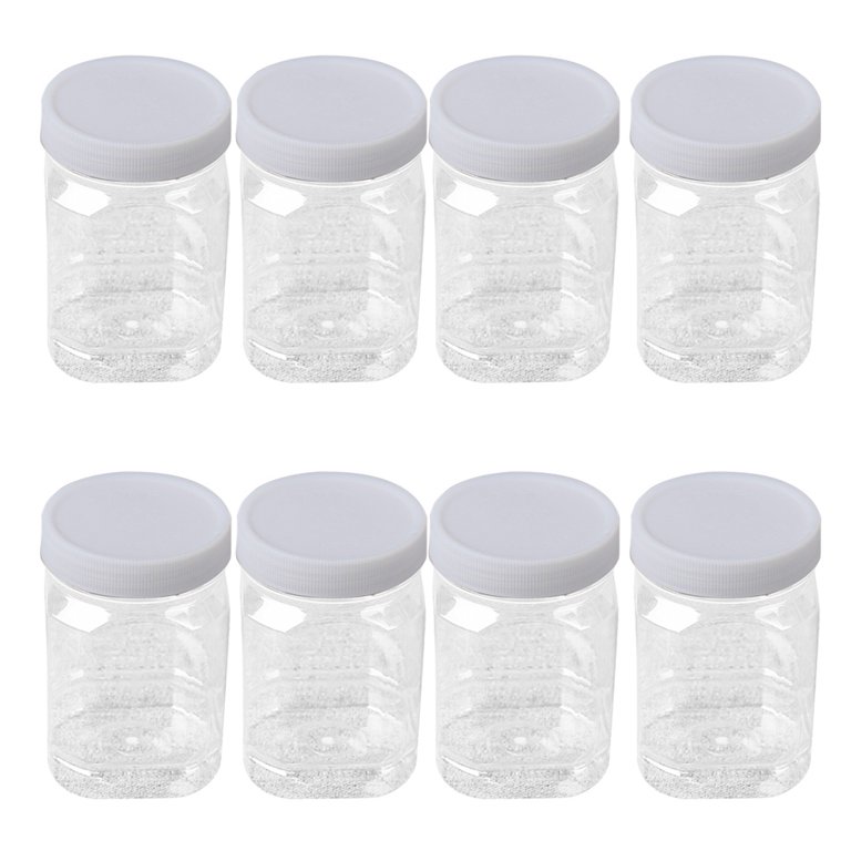 12pcs Home Plastic Jars Storage Containers with Ribbed Liner Screw On Lids  Cereal Dry Food Storage Container Airtight Leakproof Plastic Storage Bottle  for Cereal Flour Sugar Rice Snacks (360ml) 