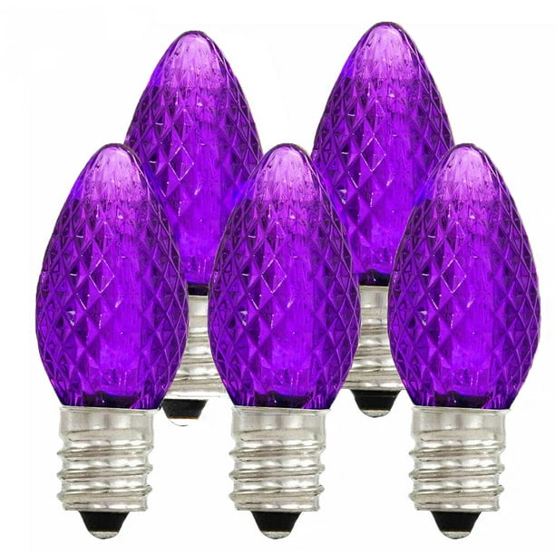 Holiday Lighting Outlet LED Faceted C7 Purple Replacement Christmas