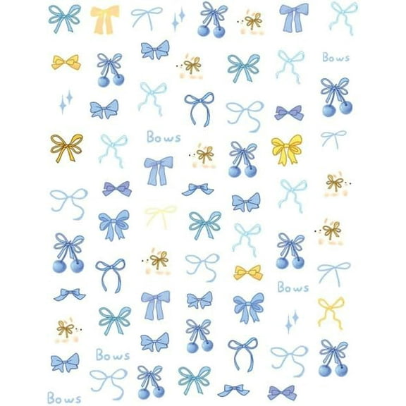 2 Sheets Bowknot Self Adhesive Nail Art Stickers Decals Nail Art Decoration Steel Blue Blue