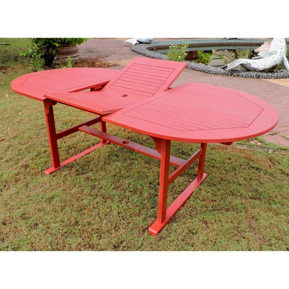 International Caravan Royal Fiji 59-inch / 79-inch Acacia Oval Extendable Dining Table w/Fold Out Leaf, Barn Red