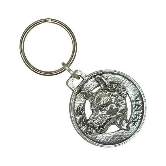 Akita Keychain, D004KC, 1 1/2 inch, Dog, Japanese Breed, Metal, Gift, Handcrafted in the USA, Diverse Dog Breed Designs Available, 100% American Made