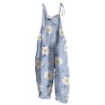 thumbnail image 2 of Spring Summer Plus Size Boho Overalls for Women Hippie Cloth Floral Printed Jumpsuits Spaghetti Strap Rompers Blue 5XL, 2 of 3