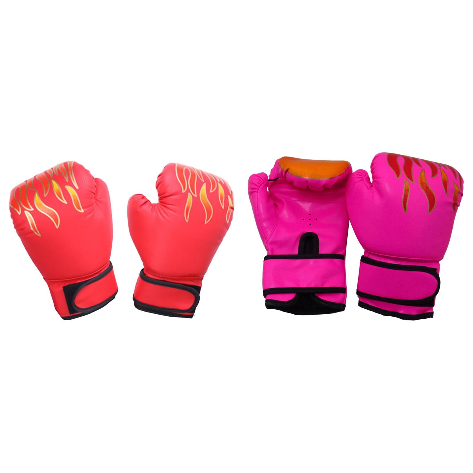 Baoblaze 2 Pair of Kids Boxing Gloves Beginners Home Gym Punching Bag Sparring Gloves Pink and Red