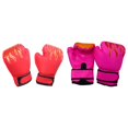 thumbnail image 3 of Guantes de boxeo Cola 2 pares de entrenamiento para niños cuero de PU rosa y rojo, 3 of 8