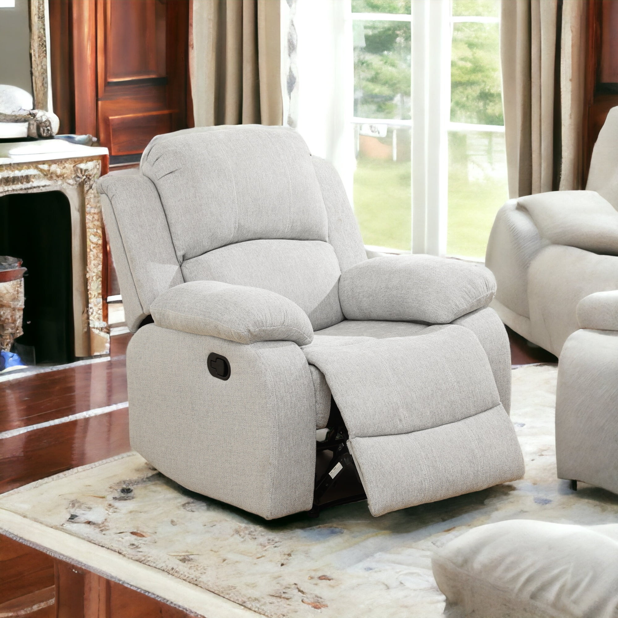 JESTOP Manual Recliner Chair, Overstuffed Faux Leather or Upholstered Single Sofa for Living Room Bedroom