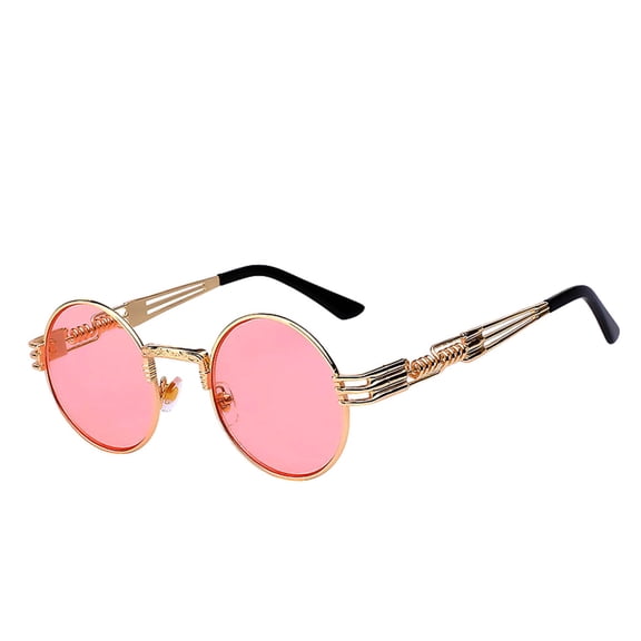 Steampunk Sunglasses / Gold Frame / Pink Lens 003