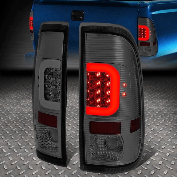 Nuvision LED C-Tube Bar Tail Light Brake Lamp for 90-97 F150 F250 F350 Super Duty, Smoked