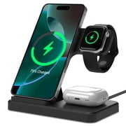 Merkury Innovations 3-in-1 Wireless Charging Station for Samsung Galaxy Phone, Watch & Buds – Foldable, Black