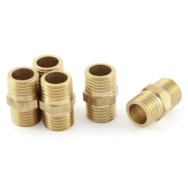 5 Pcs 1/4 BSP a 1/4 BSP Adaptador Rápido de Niple de Tubo de Latón con Rosca Macho