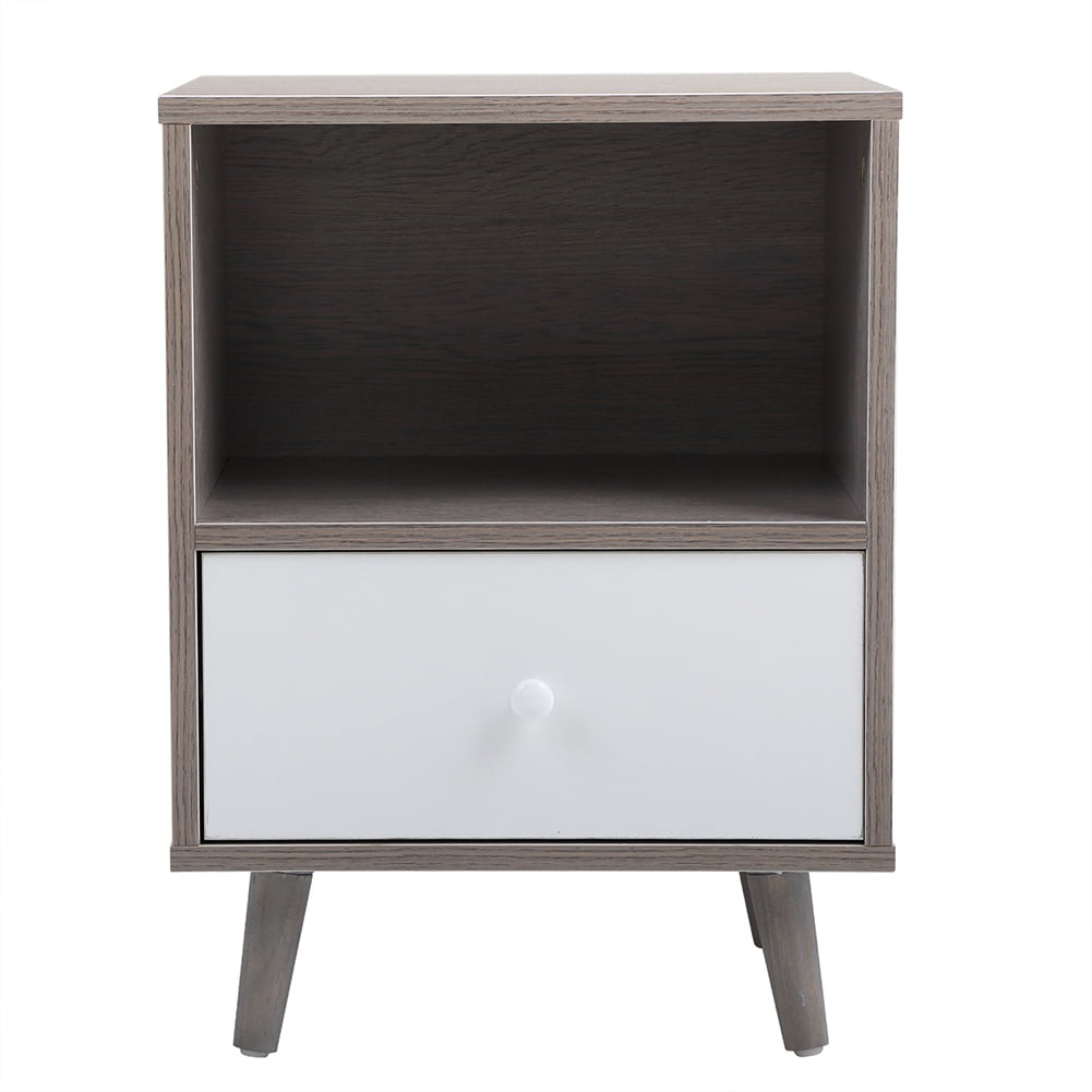 Kepooman 2 Pieces Nightstands for Bedroom, Farmhouse Accent Table for Living Room, Bedside End Table for Small Spaces with Sturdy Steel Frame, Gray