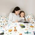 thumbnail image 4 of Manfei Kawaii Dinosaur Dino 7-Piece Twin Bedding Sets,Rocket Planet Pattern Bedding Comforter Set,Colorful Stars Print Sheet Sets For Boys,Microfiber Bedroom Decor Reversible, 4 of 8