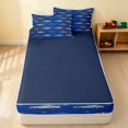 thumbnail image 4 of Erosebridal Cartoon Car Zipper Twin Comforter Sets with Fitted Sheet and 2 Pillowcases, Blue Background Zipper Bedding Set, Blue Cartoon Cars, Navy Reversible, 4 of 7