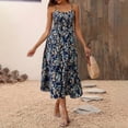 thumbnail image 5 of SAWOBUUN Womens Floral Print Midi Dress Square Neck Spaghetti Strap Tiered Summer Beach Sundress Casual Boho Long Dress, 5 of 6