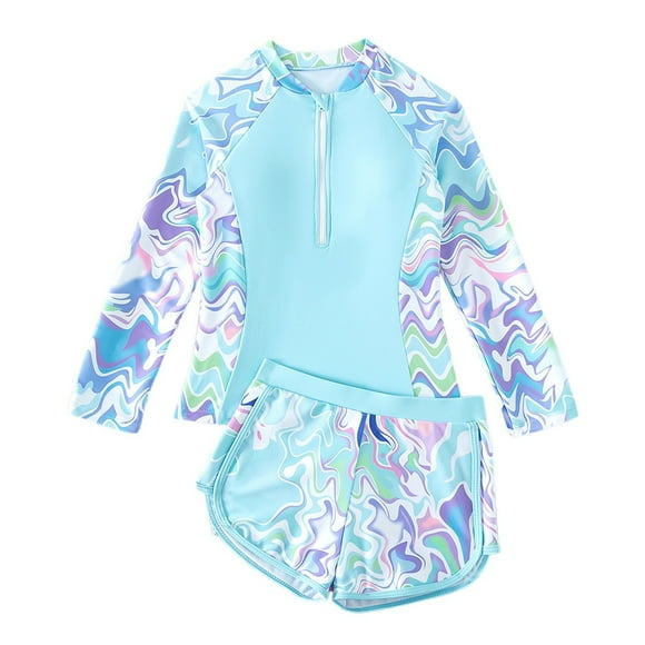 Big Girls Swimsuits Hot Spring Separate Cute Yoga The Beach Swim Shirts and Rash Guards Size 11-12
